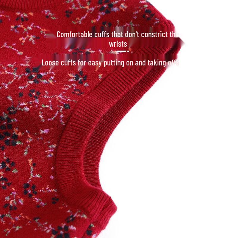 Yuzhaolin Elderly Women's Floral Knitted Button-Front Vest