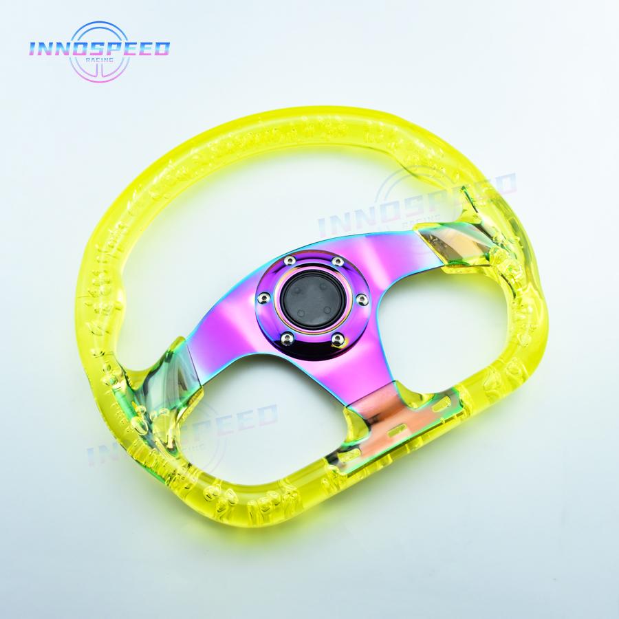 13inch D Shape Acrylic Racing Game Steering Wheel Neo Chrome Spoke Car Modified Sports Steering Wheels