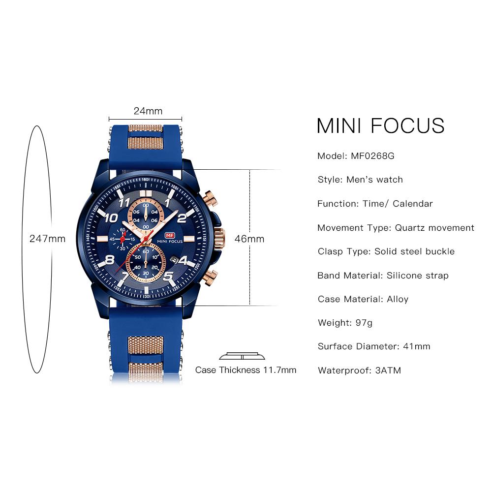 Top Luxus mit Box MINIFOCUS Markenuhr Multifunktionale Mode Quarzuhr Wasserdichte Herrenuhr