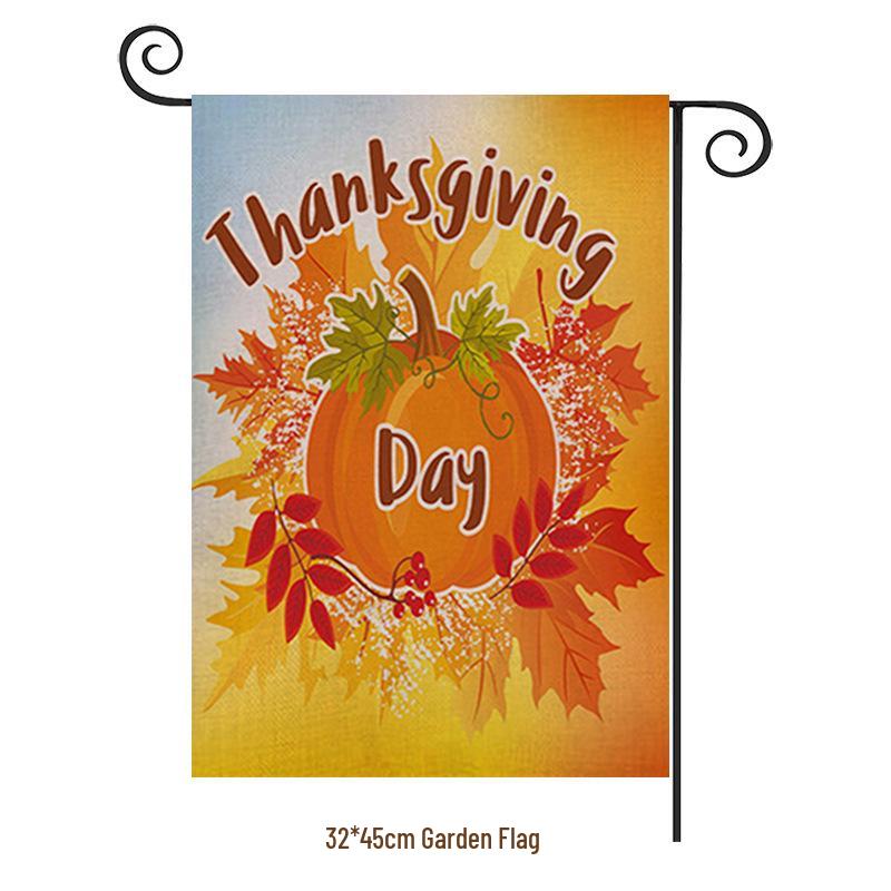 Turkey Yard Decoration Flag: Halloween Pumpkin & Thanksgiving Festival Garden Flag