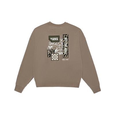 Vans FW22 Ensfarvet Genser med Bokstavtrykk Rund Hals Langermet Genser Unisex Genser Lys Brun VN0A7TRNYEH