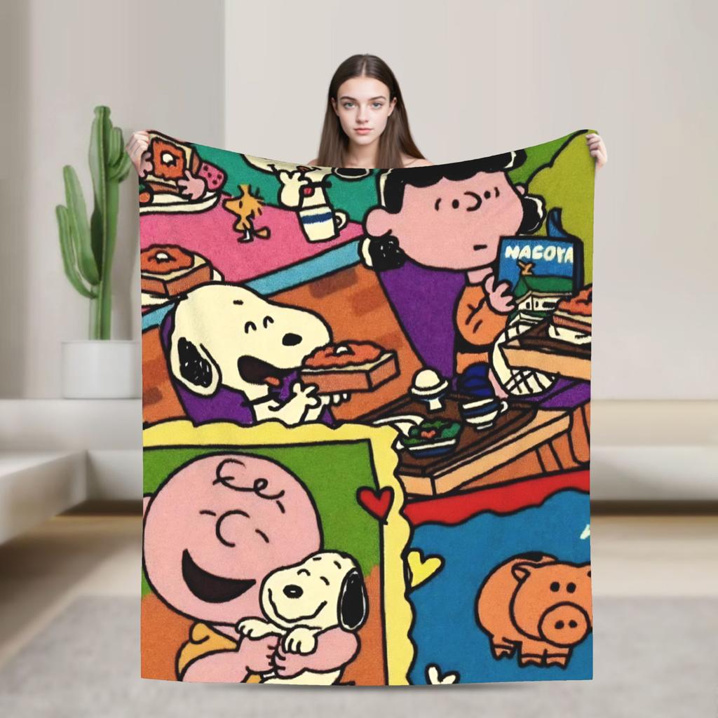 Peanuts Woodstock z Przyjaciółmi Koc Super Ciepły Koc Dekoracyjny Zimowy Sofa Łóżko Wygodny Pokrowiec na Łóżko