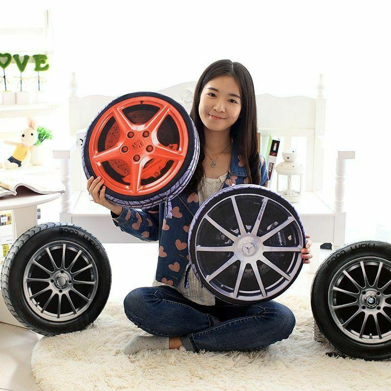 Adorable 3d Print Pillow Car Wheel Tire Plush Cushion For Car And Home Decor