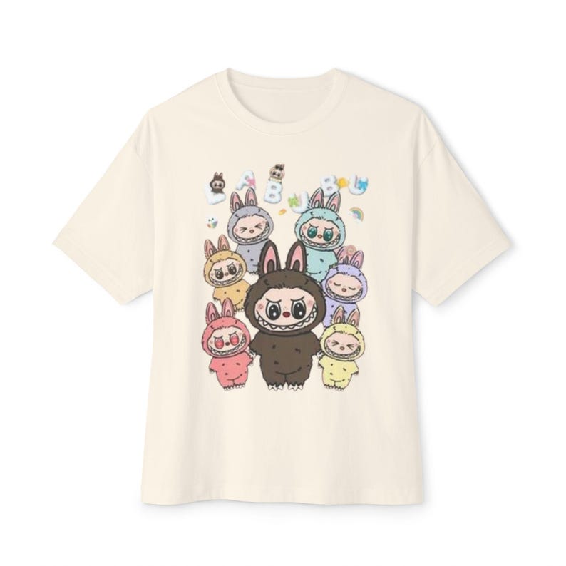 Cute Labubu Unisex Tee Women Funny Cartoon T Shirt Y2K 90S Harajuku Graphic Ulzzang T-Shirt 90S Print Tshirt Aesthetic Top Tee Unisex