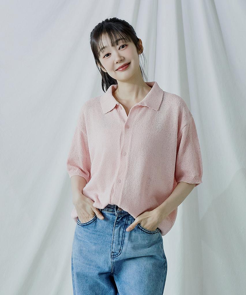 Polygram Boucle Collar Short Sleeve Knit Cardigan - 8 Colors (Type B)