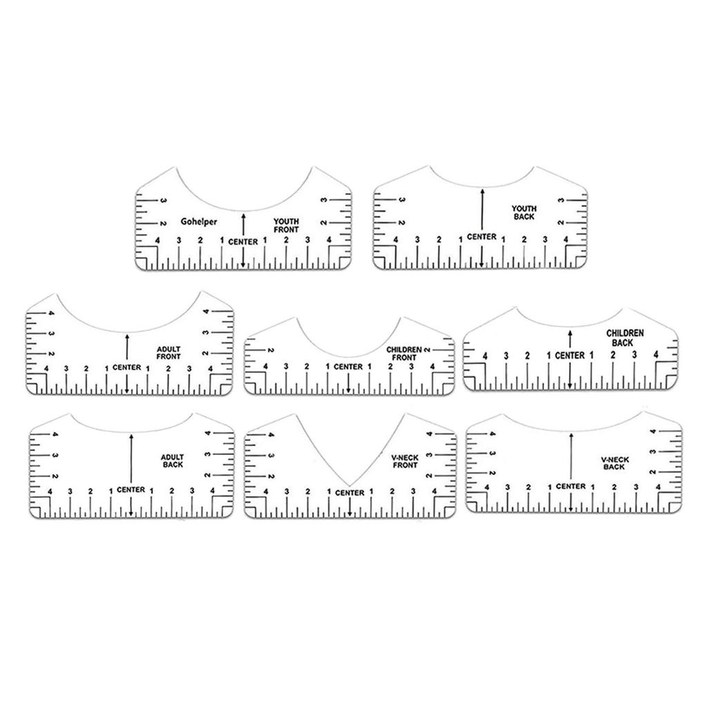 8x T Shirt Ruler Guide Portable Set Alignment Tool for All Sizes T Shirts Vinyl Placement Hot Press Craft Sewing Supplies Adults