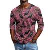 Men's Casual Halloween Print Raglan Sleeve Henley Shirt Three Quarter Sleeve Lightweight Comfortable Top for Everyday Wear