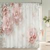 Flowers Butterfly Pattern Shower Curtains Bathroom Curtains Waterproof Polyester Bath Curtain with 12 Hooks Shower Curtain