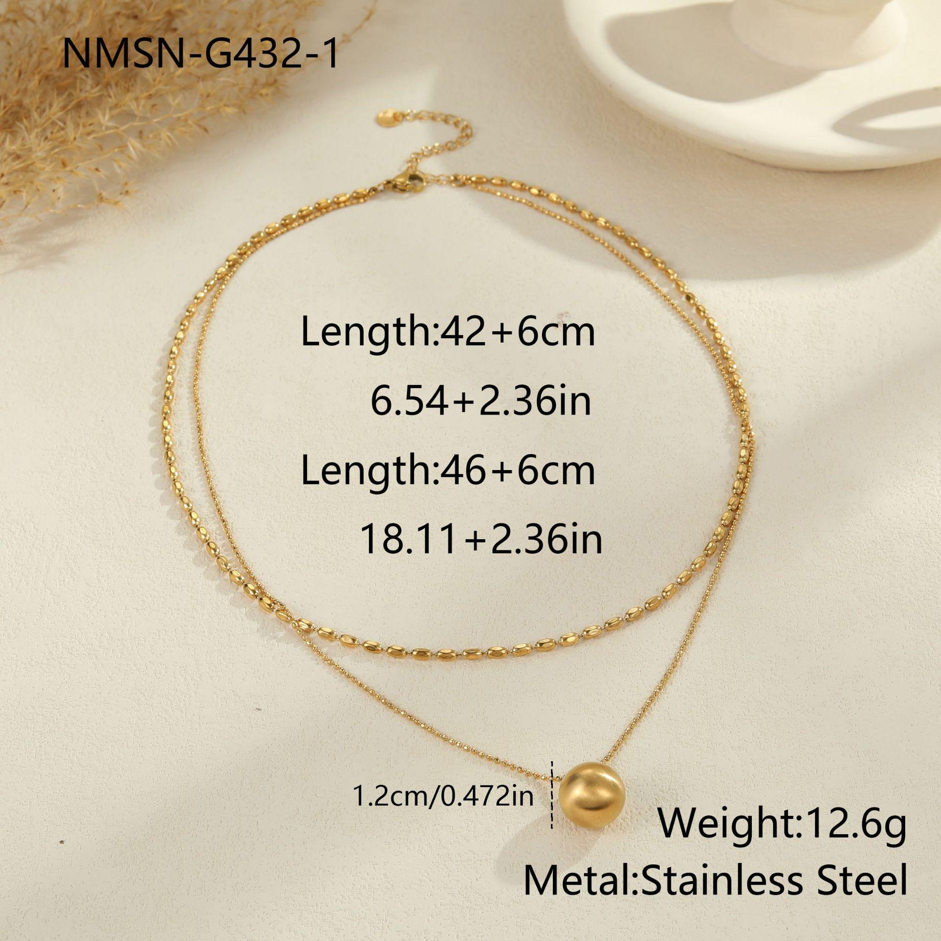 GEMCHIC Women s Minimalist Double Layer Stainless Steel Necklace Geometric Round Ball Pendant Chain Fashion Jewelry