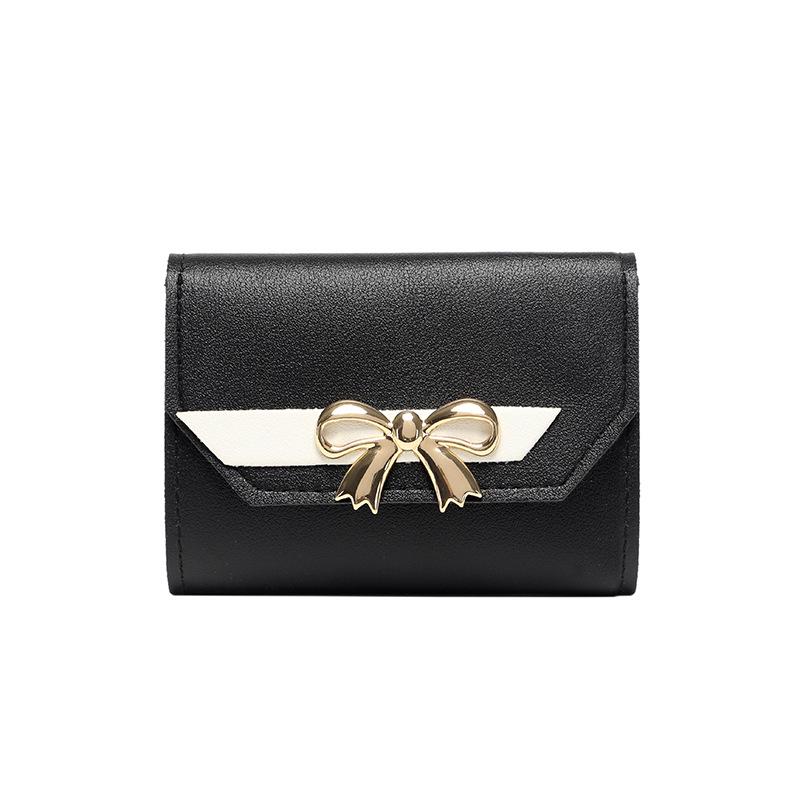 Women's Cross-Border Bow Wallet 2024: Compact Three-Fold Magnetic Clutch Bag