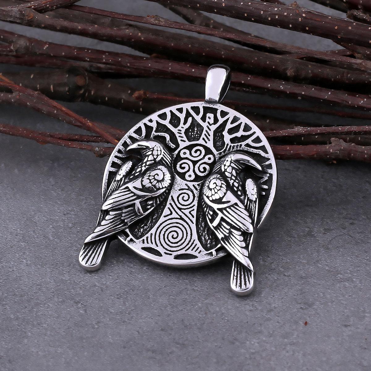 Винтажное ожерелье с вороном Одина викингов Амулет Дерево Жизни Мужские Панк-Украшения Подарок для Него