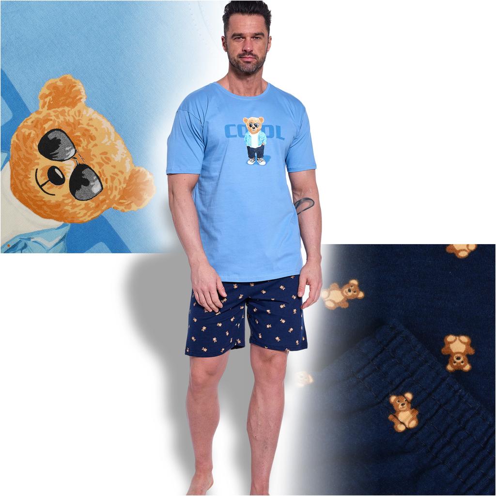 Cornette Men's Pajamas Short Sleeve Teddy Bear Shorts Cotton