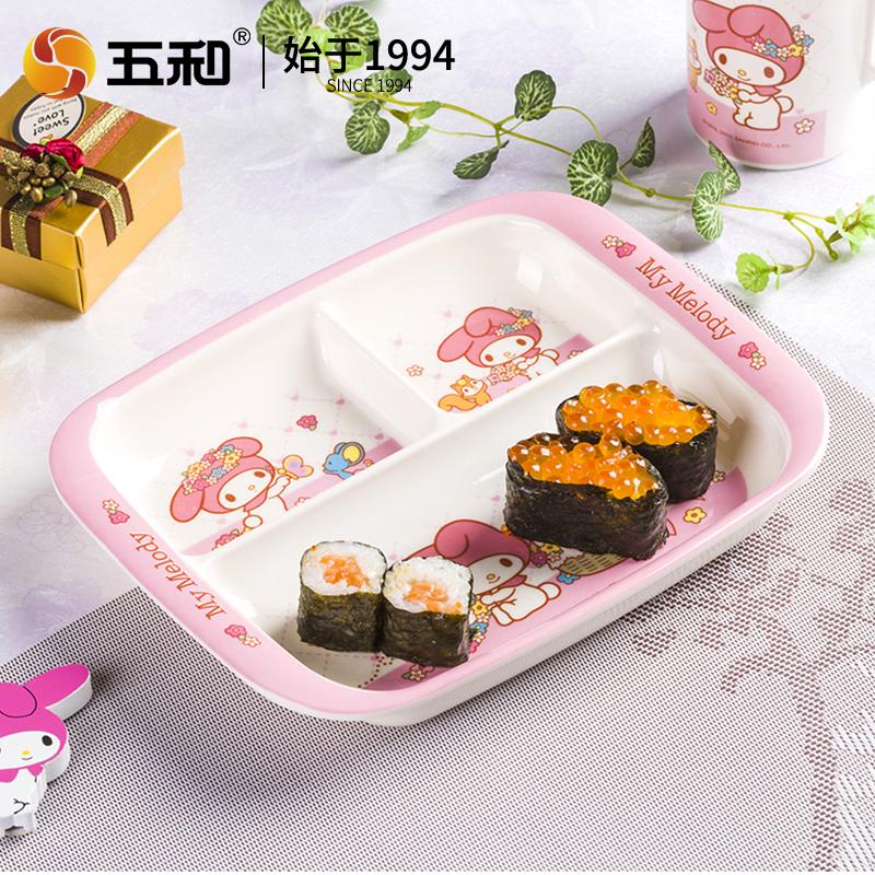 For Sanrio My Melody Children's Tableware BPA-Free Salad Plate Dining Plates Salad Bowl Cartoon Water Cup Anti Fall Tableware