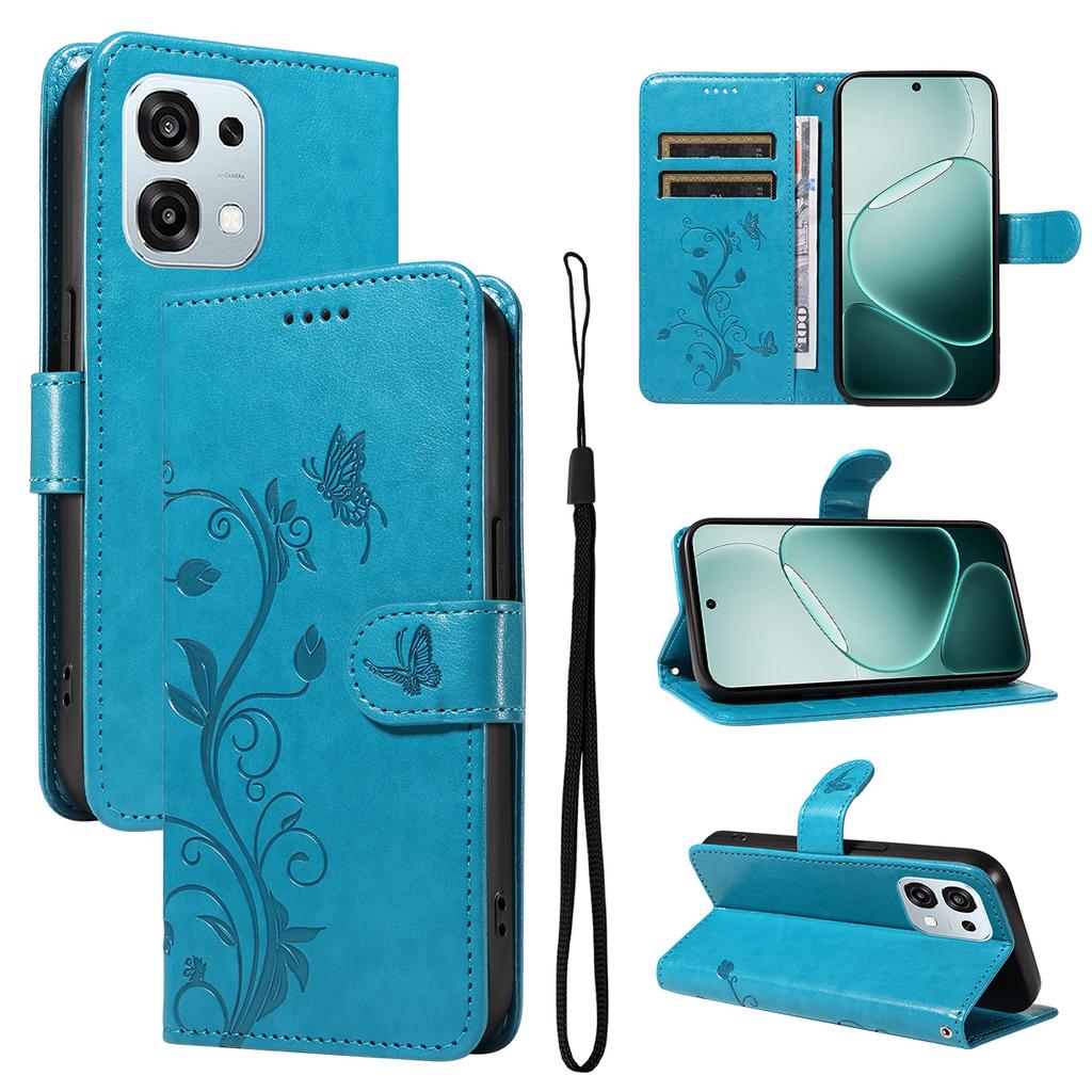 Pour Oppo A6 Pro 4G/Oppo F31 5G/Oppo A6 Pro 5G Étuis en Cuir PU Motif Fleurs Portefeuille Support Housse de Téléphone avec Dragonne