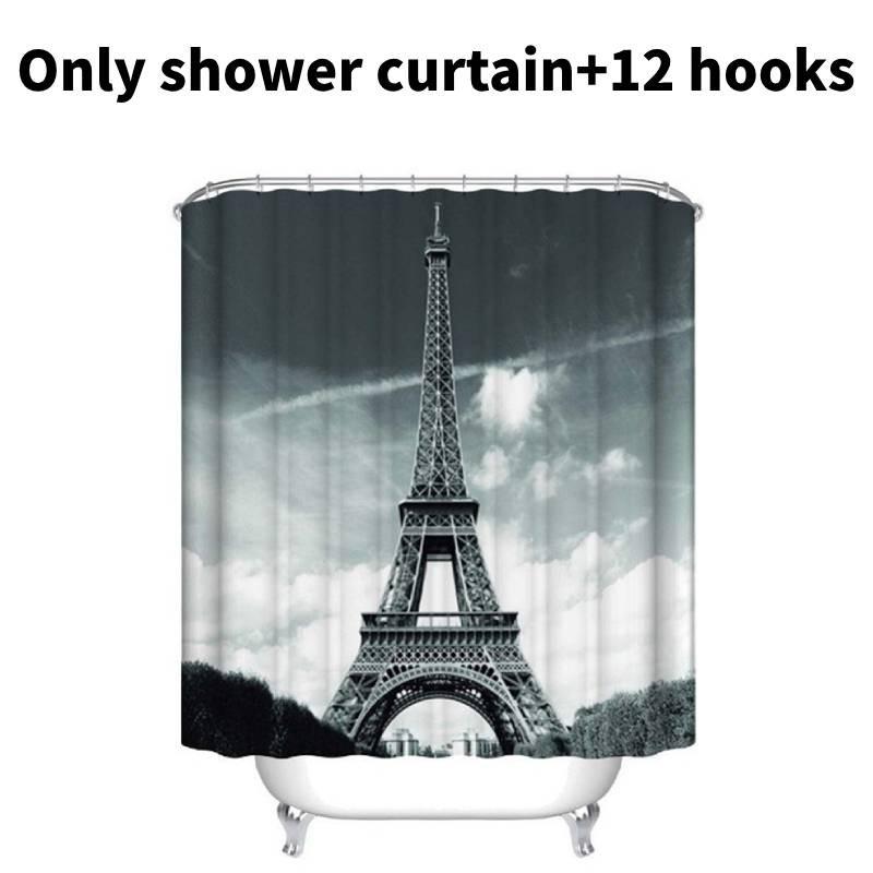 

Tower Large Eiffel Pattern Shower Curtain Night Cityscapes Decoration Bathroom