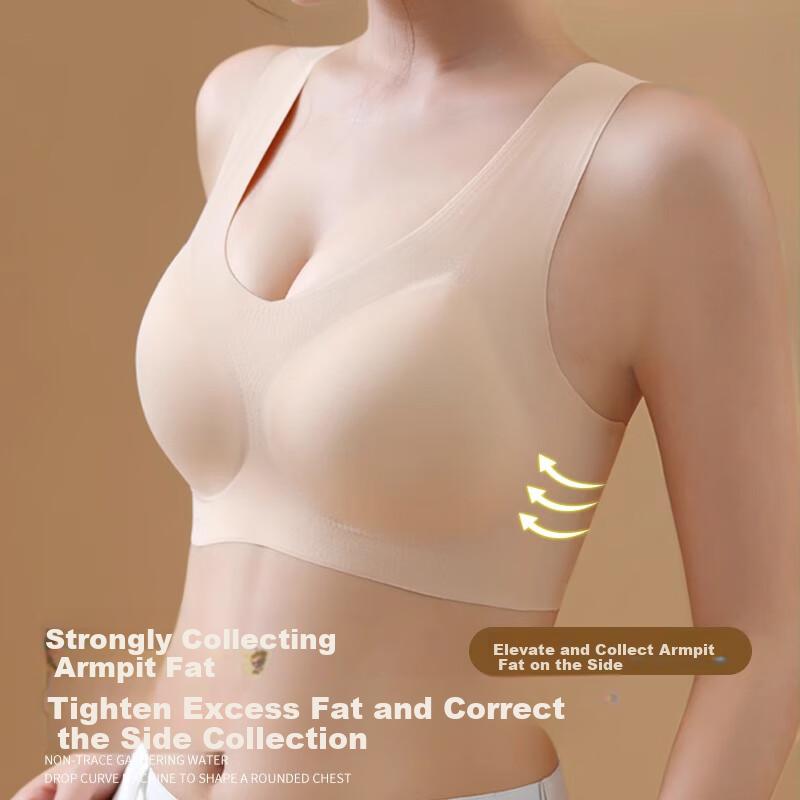 LangSha Seamless Bra for Women, Push-Up for Small Breasts, Spring And Summer Thin Style, Sports Backless Fixed Cup Wireless Brassiere