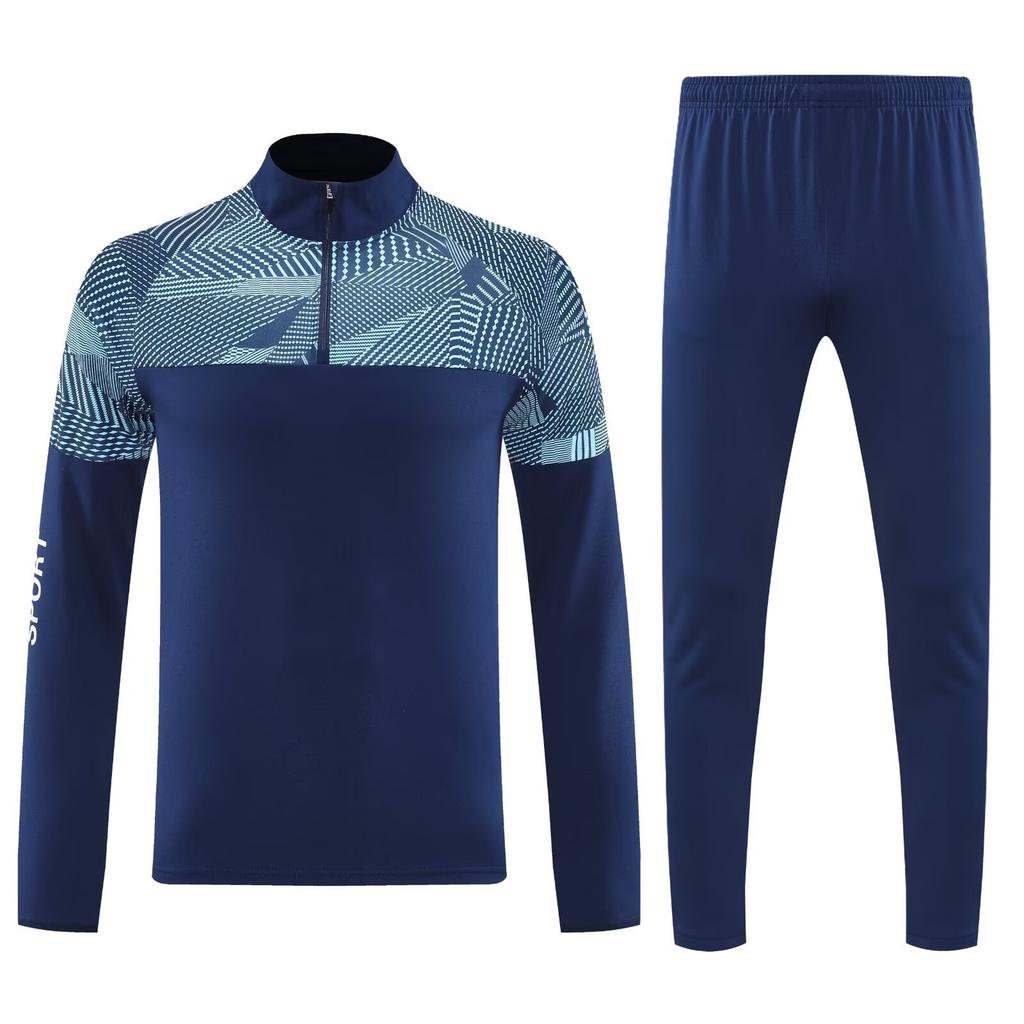 Light Plate Half Zipper Casual Sportswear Basic Trousers Football Training Suit Set