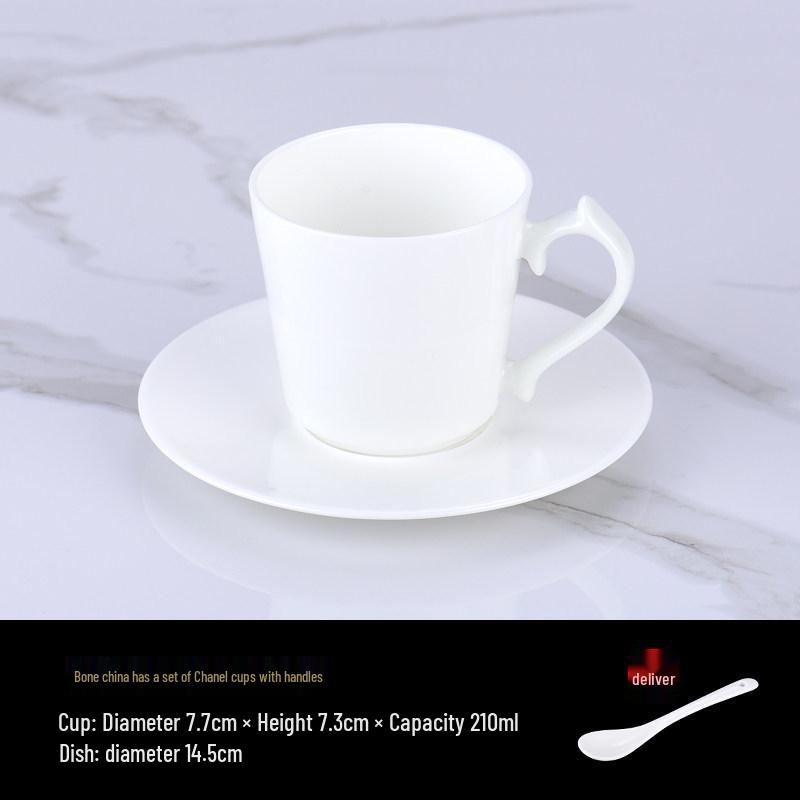 Luxurious Bone China Gold Rim Coffee Cup & Saucer Set - Pure White Ceramic English Style for Hotels and European Coffee Service