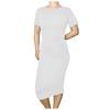 Women's Fashion Sexy  Solid Color Bag Hip Elasticity Short-sleeve Dress