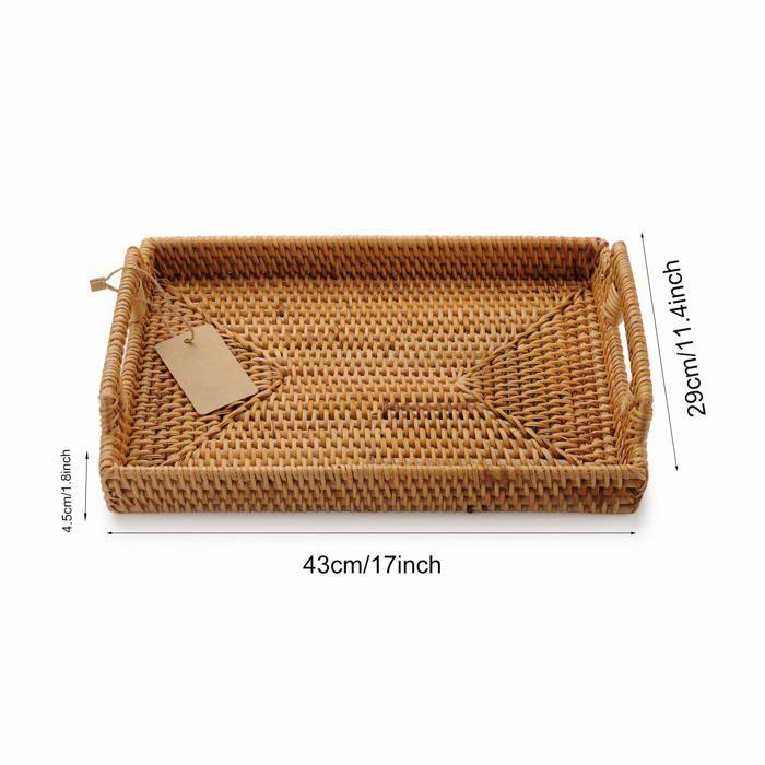 Plateau de service - dokot - rectangulaire - rotin - 43x29x4.5cm - écologique