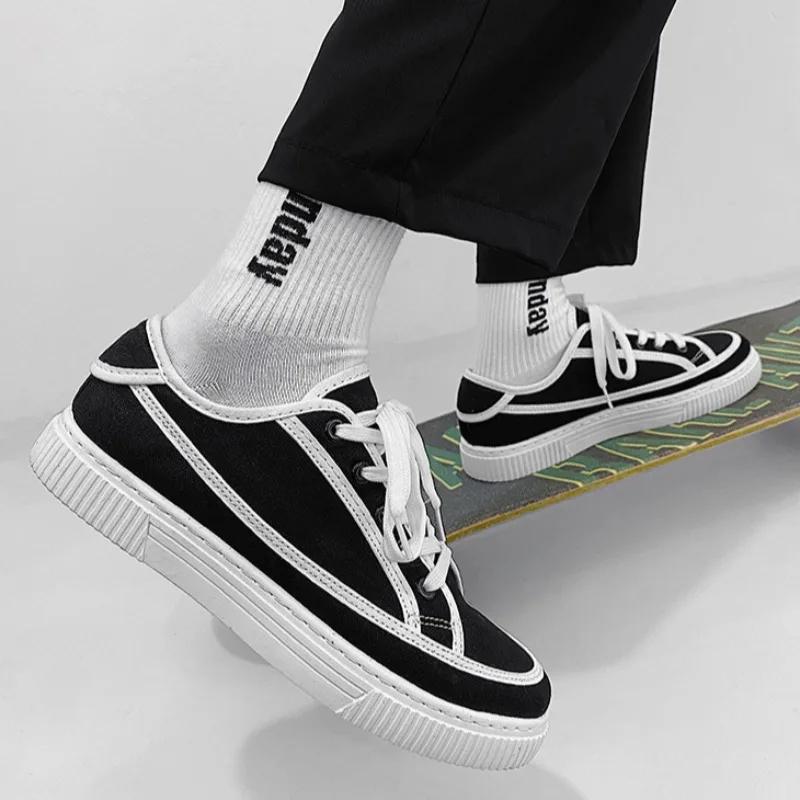 2024Men's Shoes Korean Version Canvas Shoe Student Casual Shoes Breathable Board Shoes for Men Lace Up Flats Zapatillas Hombre