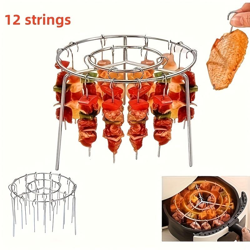 

Vertical Air Fryer Skewer Rack for Even Heating,Holds Chicken Drumsticks Wings Thighs,Easy Clean BBQ Grill Rack for Home Kitchen