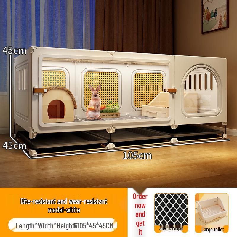 Großer Kaninchenkäfig mit integrierter Toilette für Zuhause - Geeignet für Meerschweinchen und Zierhaustiere