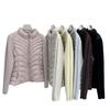 Knitted splicing sleeves waist slim fit light down jacket women's ribs autumn and winter small white duck down jacket
