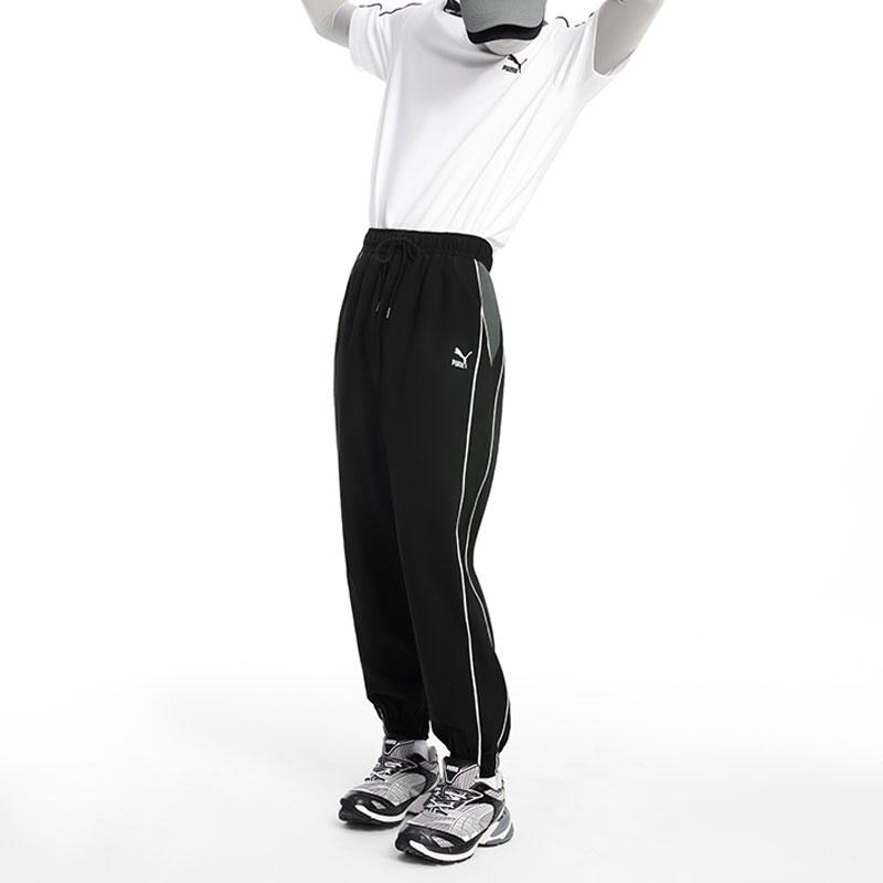 Puma SS23 Archive Series Logo Embroidered Drawstring Cuffed Casual Pants Unisex pants Black 622785-01