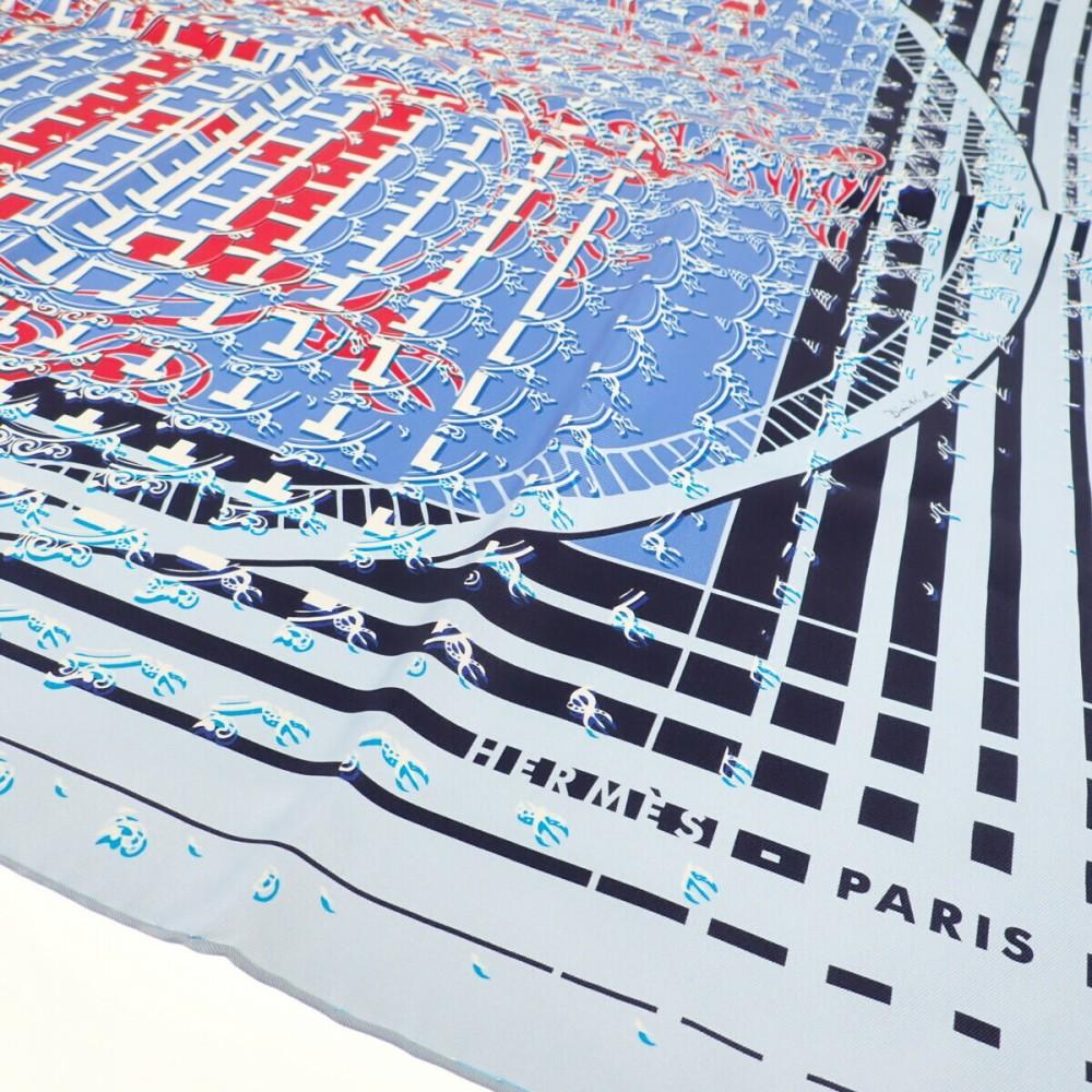 HERMES Schal blau Seide Damen