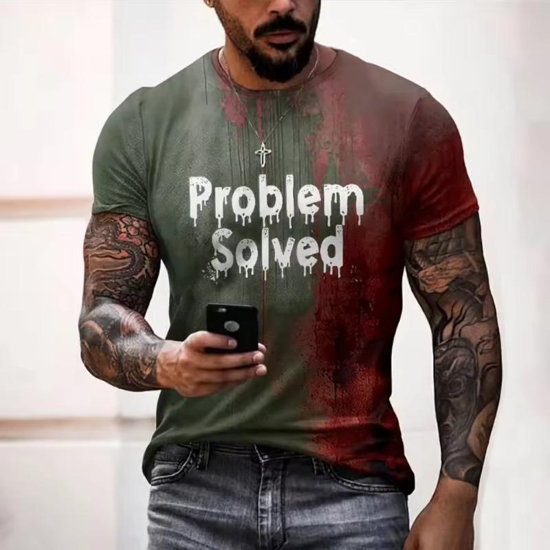 Herren T-Shirts Print Tees Mode Schreckliches Halloween Kurzarm Lässig Rundhals Oversized T-Shirt Tops