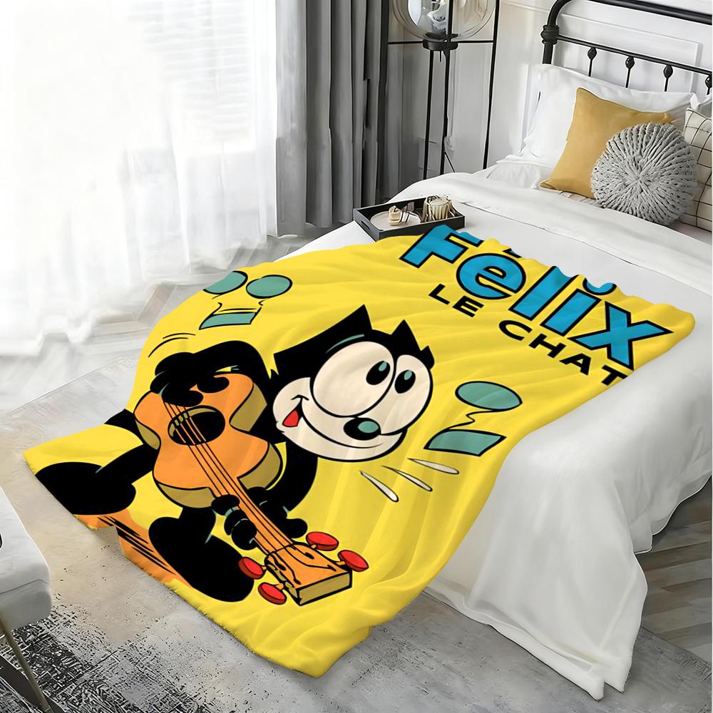 Cartoon F-Felix the Cat Throw Lightweight 240g Flannel Blanket Soft Skin-friendly for Summer Cooling