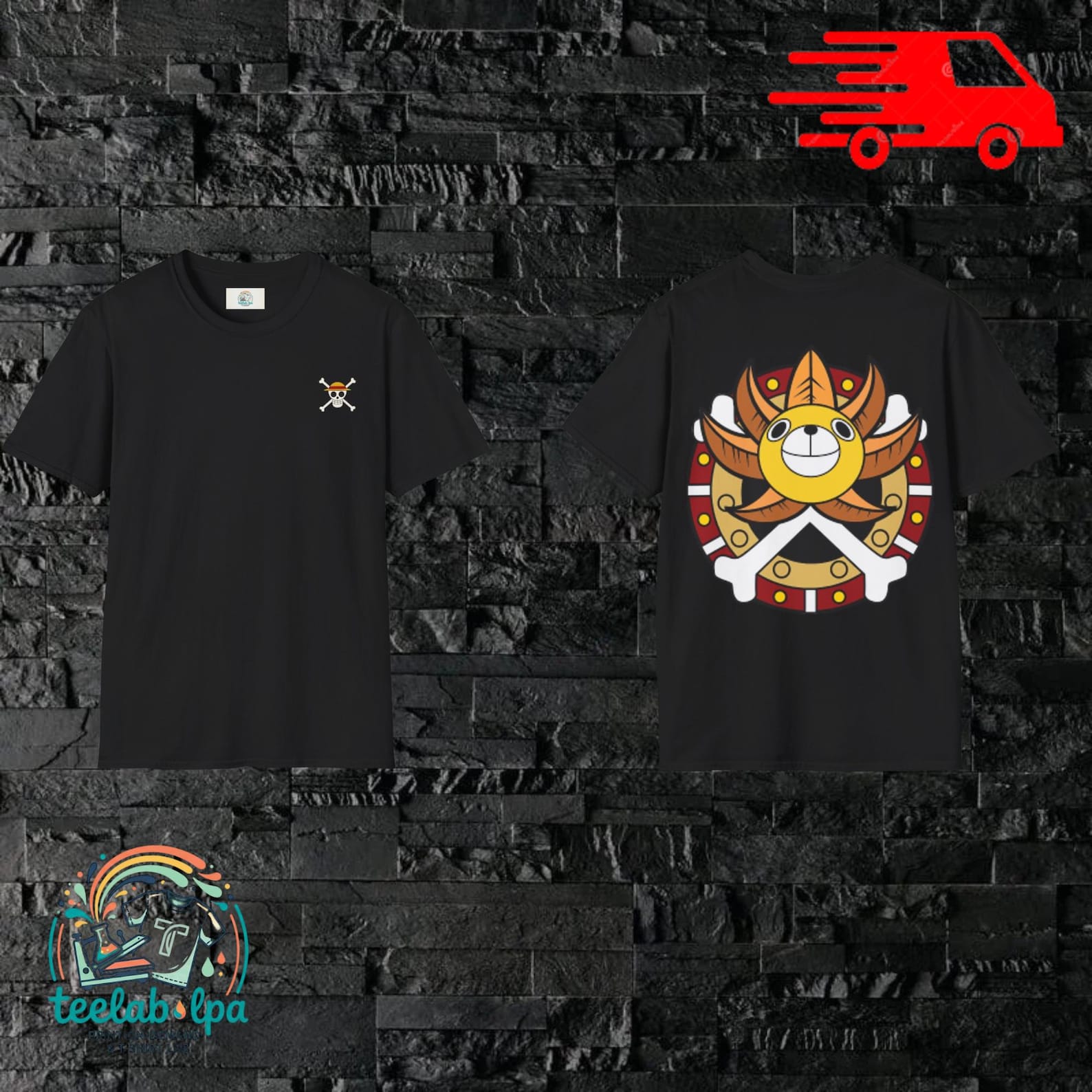 Thousand Sunny Blueprint / One Piece Mugiwara Strawhat Pirates T-Shirt XL