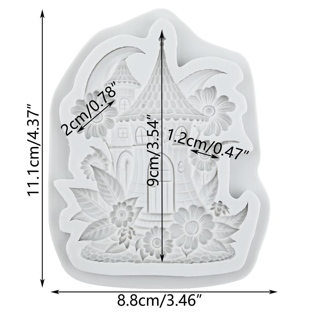 Fairy Garden House Silicone Mold Fairy Garden Rose House Fondant Molds Cake Decorating Tools Cupcake Topper Candy Sugar Craft Gum Paste Polymer Clay