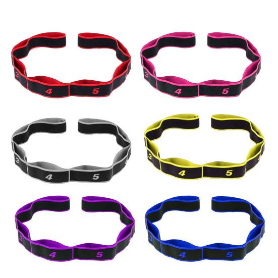 8 Halka ile Yoga Esnetme Kayışı Pilates Bale Dans Jimnastik Esneklik Antrenmanı Elastik Bant Kadın Egzersiz Fizik Tedavi