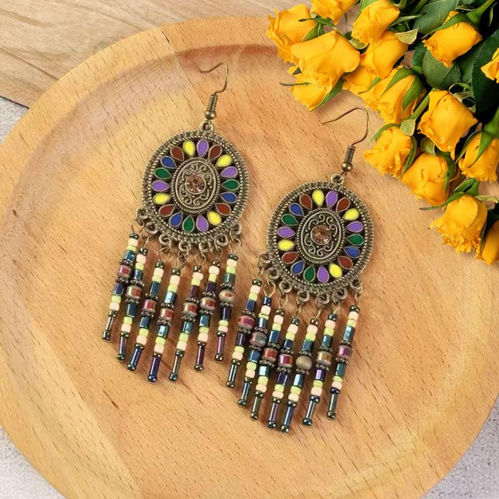 Bohemian Ethnic Tassel Earrings - Tribal Style for Holiday Travel Photography