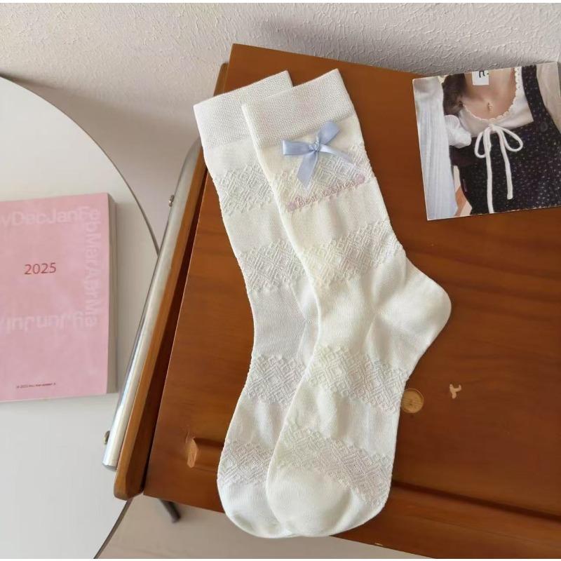 Ladies Spring and Autumn Lovely Assorted Bow Cake Pile Pile Socks