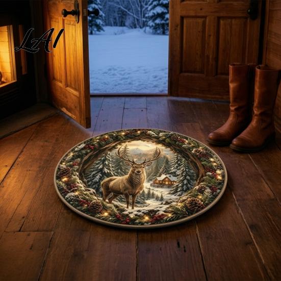 Stylish Home Entrance Carpet Christmas 3D Illusion Rug Black Hole Vortex Visual Effect Mat Non-Slip Indoor Decorative Rug Holiday Door Machine