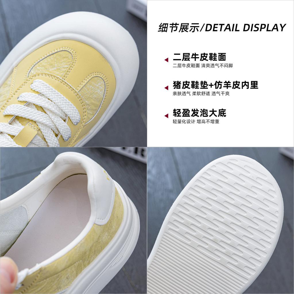 Leather women's spring new ugly cute big head board shoes platform heightening shoes fashionable versatile casual shoes