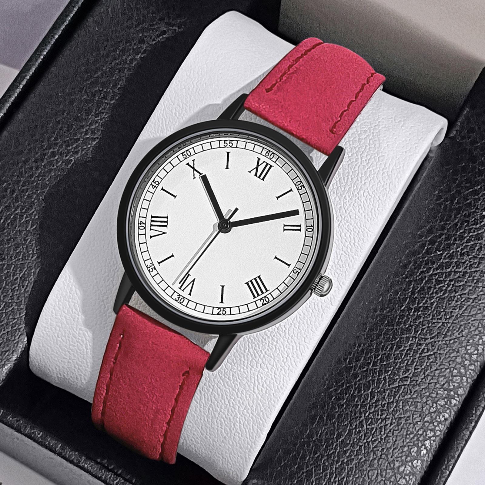 

Часы с кварцевым циферблатом, цифровые часы, женские часы и часы для девочек с матовым кожаным ремешком One Size красный