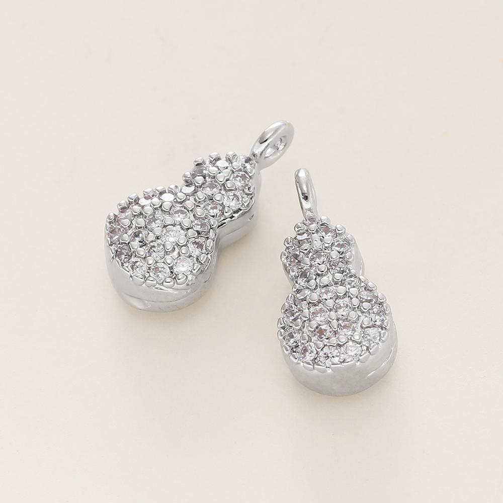 2pcs/pack 18K Gold Color Plated Copper Zircon Gourd Shape Pendants For DIY Bracelet Necklace Jewelry Making Accessories