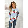 Autumn/Winter 2026 Cherry Jacquard Festive Knit Sweater - European Style Women's Pullover
