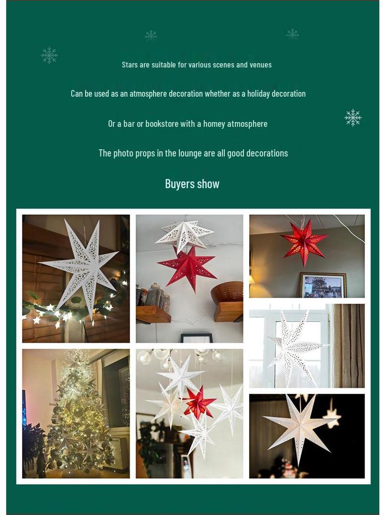 White Hollow Paper Star Lampshade - Christmas, Wedding, and Party Decoration.