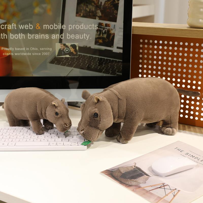 Stuffed Lifelike Hippo Plush Toys Simulated Hippopotamus Animals Hug Dolls Toys for Boy Birthday Gift for Him