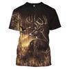 Camo Jakt dyr Hjort elg 3D T-skjorte Sommer Uformell Herre T-skjorter Mote Streetwear Dame Pullover Kortermede topper