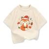 New Cute Cartoon Fox Printed Christmas Children's Gift T-shirt Summer Children's Short Sleeve Printed T-shirt  Kids Tops Clothes