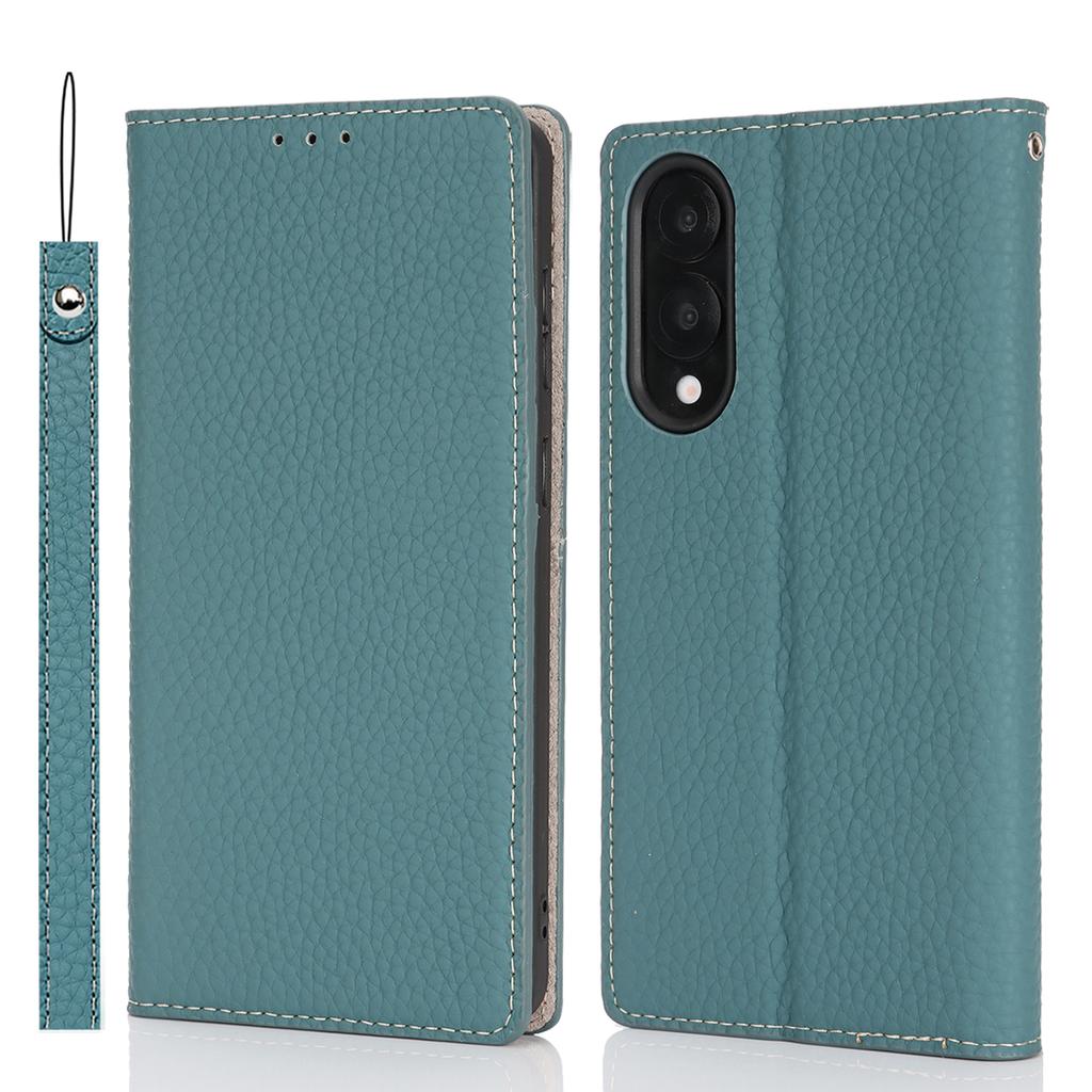 For Samsung Galaxy S25 Edge Wallet Case Genuine Cow Leather Phone Cover Litchi Texture