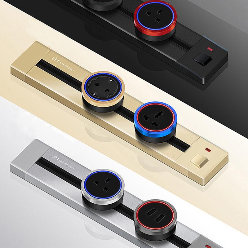 400mm/600mm/800mm Elektrische Verlängerung Steckdosen Power Track Buchse Küche Versteckte Verdeckte Wand Outlet Power Track