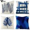 Boho Blue Geometric Series Linen Cushion Cover Throw Pillow Case Modern Minimalist Home Decor Pillowcase Pillow Cover For Couch