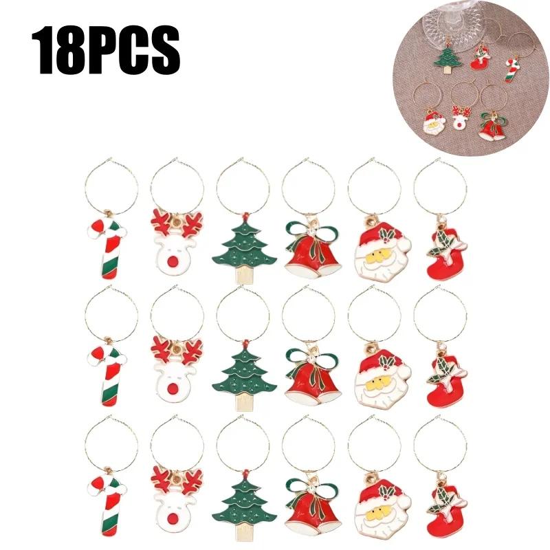 Christmas Wine Glass Charms Markers Rings Identifier Vintage Christmas Party Supplies Labels Tag Charms Markers Holiday Decor